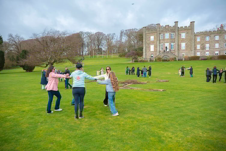 The Aim Higher event at the Nunnery saw children take part in designing and painting fabric panels that will form part of an Isle of Man-inspired art space suit