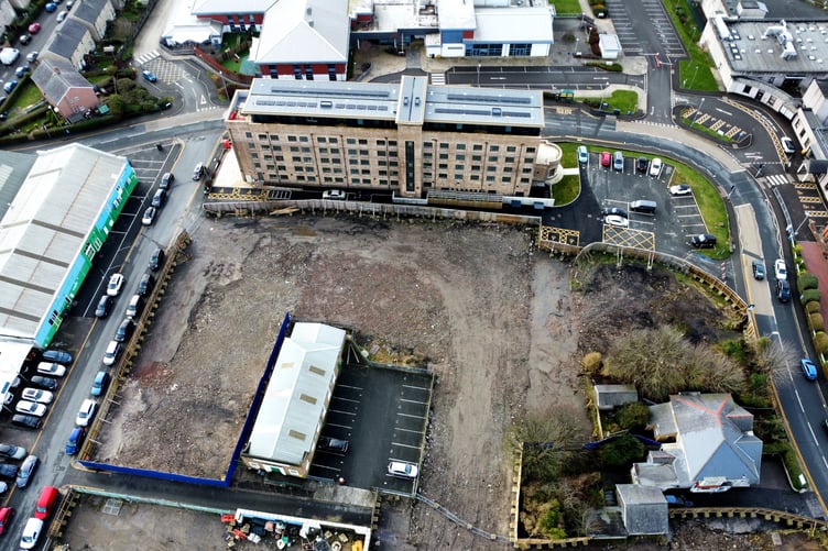 Drone view of the Former Nurses' Home and the site of the proposed Westmoreland Village scheme