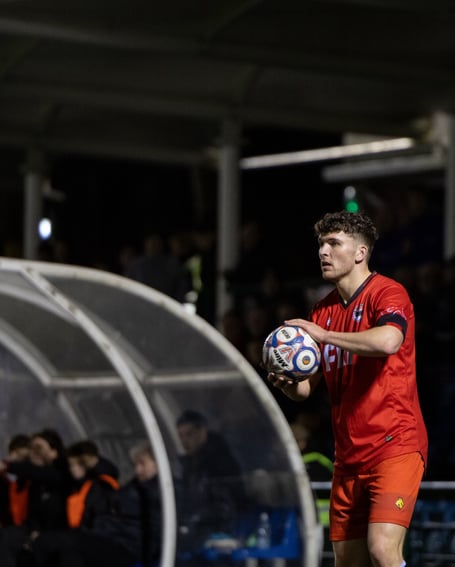 FC Isle of Man's Jacob Crook prepares to launch a long-throw (Photo: Hannah McHugh)