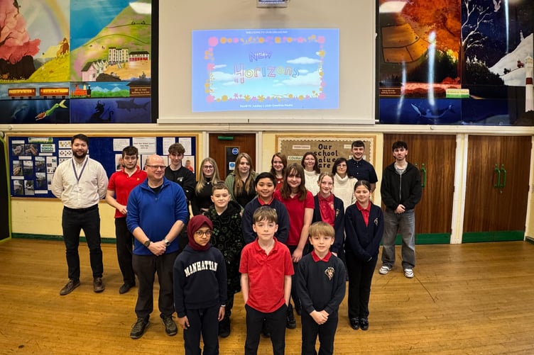 UCM Creative Media students with the Scoill yn Jubilee student council