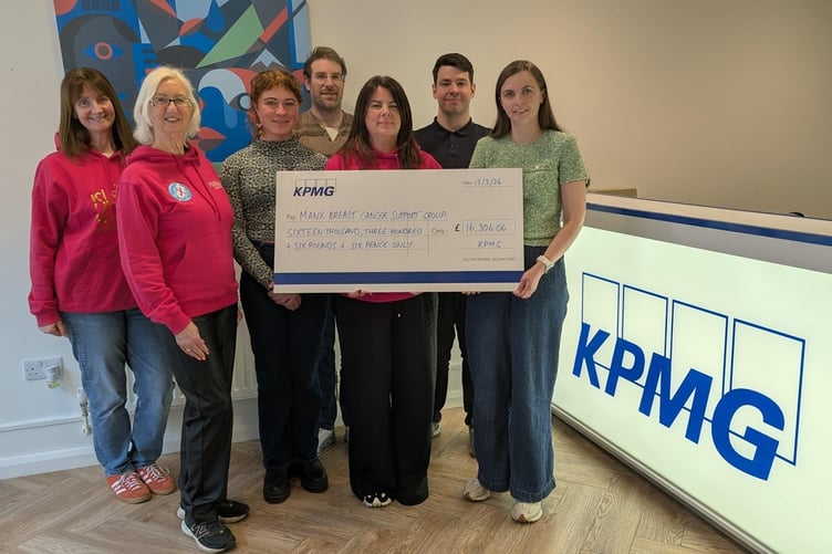 Some of the team at KPMG in the Crown Dependencies with representatives from the Manx Breast Cancer Support Group
