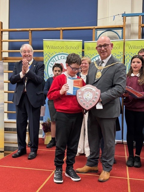 The Mayor’s Trophy is awarded to speaker Kian Torpey from Victoria Road School