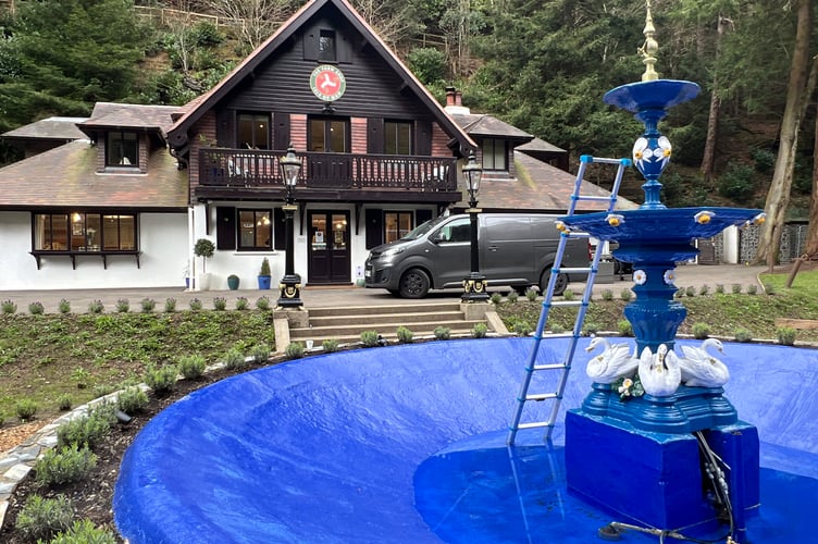 The Victorian fountain at the Swiss Chalet has been restored to working order