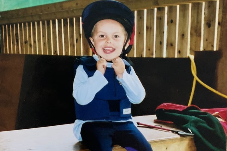 Harry Gillings pictured when he was younger who loved horse riding