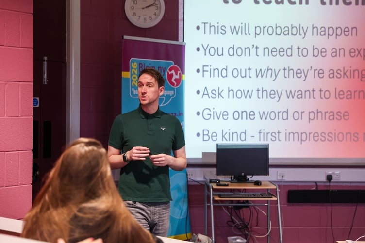 Doctor Cymraeg at an enrichment event at QEII High School