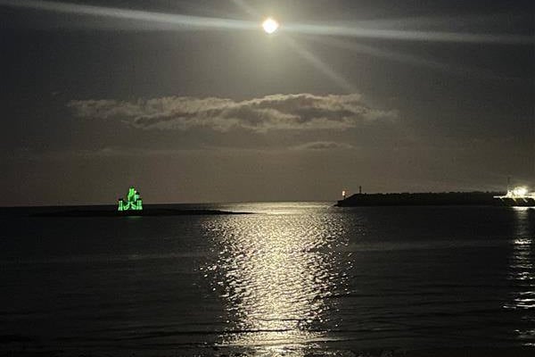 The Tower of Refuge was lit up green for the start of Autism Awareness Month (Credit: DHSC)