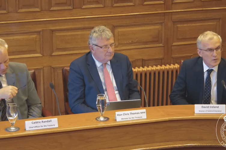 Chief financial officer Caldric Randall, Treasury Minister Chris Thomas and director of National Insurance David Ireland
