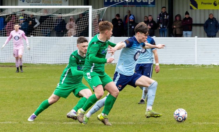 Charlie Higgins continued his fine scoring season by netting twice against Charnock Richard on Saturday (Photo: Hannah McHugh)