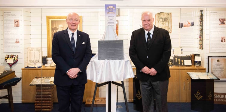 The Lieutenant Governor Sir John Lorimer and head of the island’s freemasons Michael Shimmin