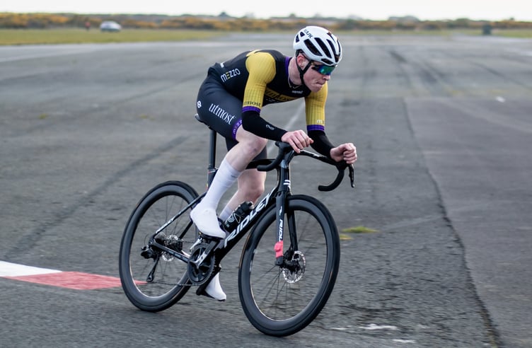 Zach Jones on his way to winning the opening round of the Proper Manx Spring Series at Jurby Airfield last Wednesday evening (Photo: Gary Jones)