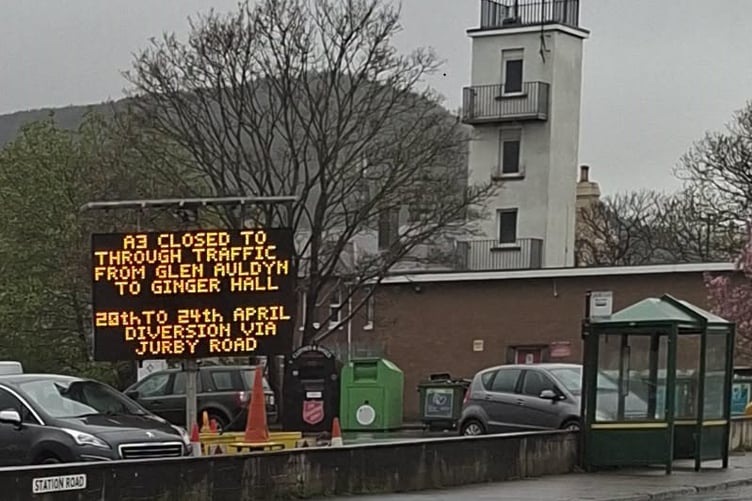 The road closure sign in Ramsey