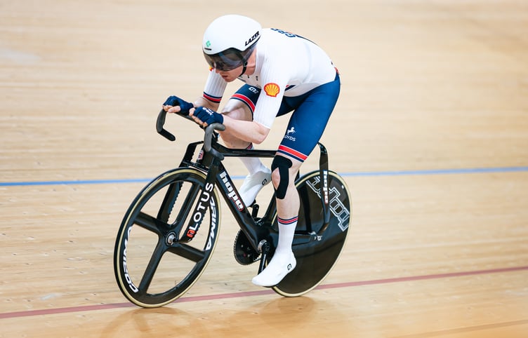 Manx cyclist Matthew Bostock in action on his way to claiming a bronze medal at the UCI Track World Cup in Hong Kong over the weekend (Photo: Alex Whitehead/SWpix.com)