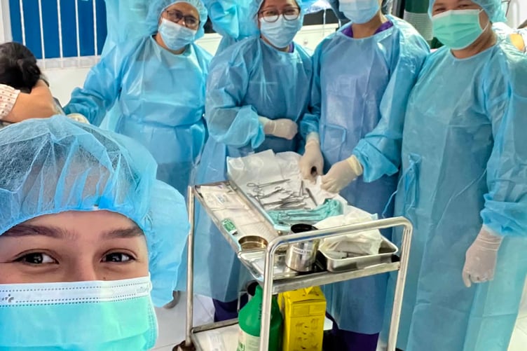 Angela when she was on a medical mission in Cebu City in the Philippines giving free on site cyst removals