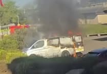 Video shows flames erupting from van parked at hospital