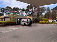 Hospital entrance hit by vehicle fire