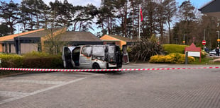 Hospital entrance hit by vehicle fire