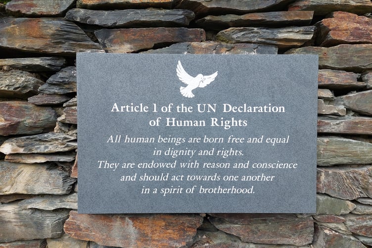 The new Peace Plaque in Hutchinson Square