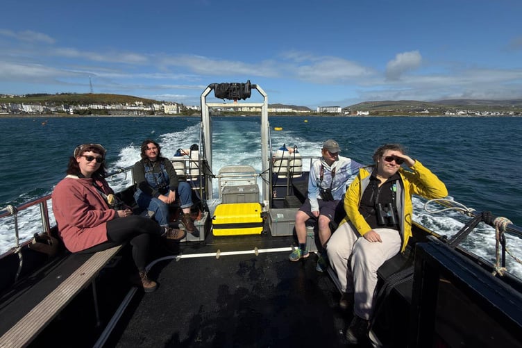 The Manx Wildlife warden team heading off to the Calf of Man