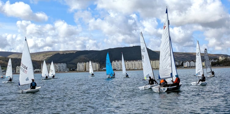 The fleet in action during last weekend's IOM Copiers Easter Dinghy Regatta in Ramsey Bay