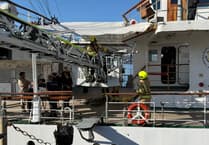 Fire and ambulance crews respond to injury on visiting Polish tall ship