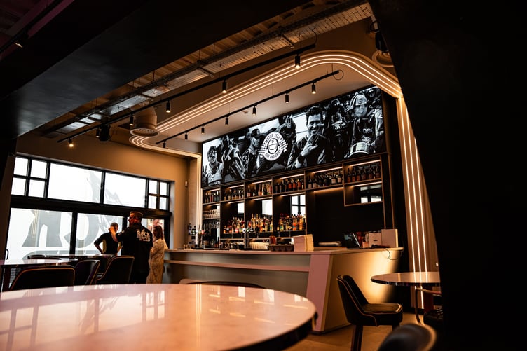 The bar area, with a large selection of drinks