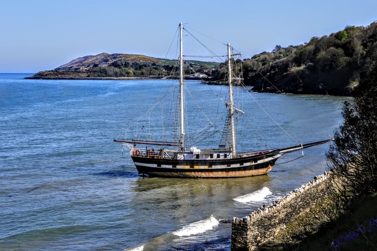 The tall ship La Malouine on Ballure Beach (Credit: Mike Quine)
