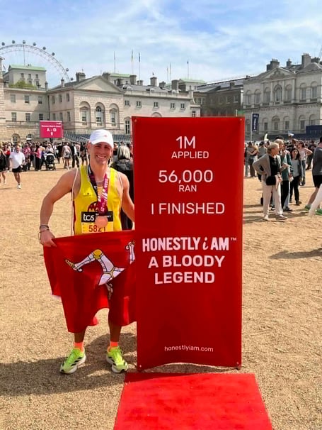 Manx Fell Runners' Paul Jennings after completing Sunday's London Marathon