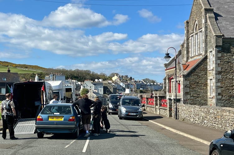 The VW Golf is  rigged for the next scene