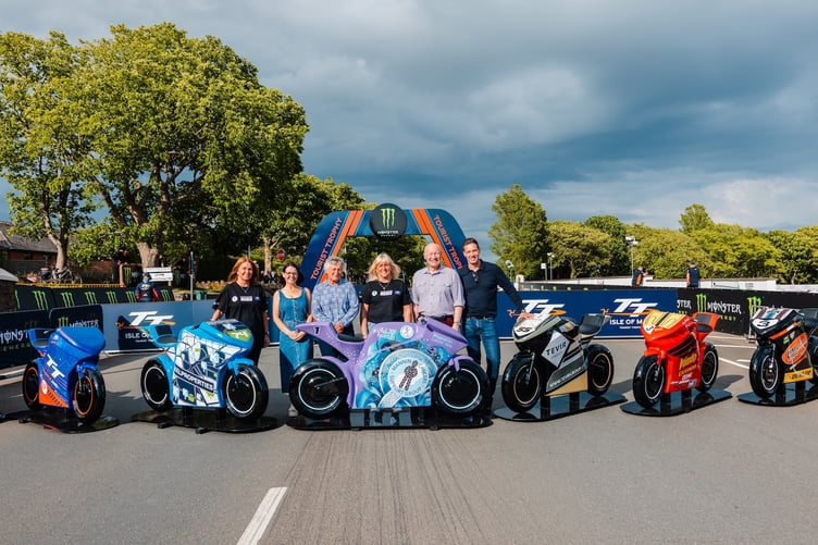 A picture taken last year showing Sheila Dean, President, Mannin Cancers; Sarah Maltby MHK, Political Member, TT & Motorsport; Lady Lorimer; Julie Stokes, Chair, Mannin Cancers; Lieutenant Governor Sir John Lorimer; Ciaran Doherty, MD, Tevir Group