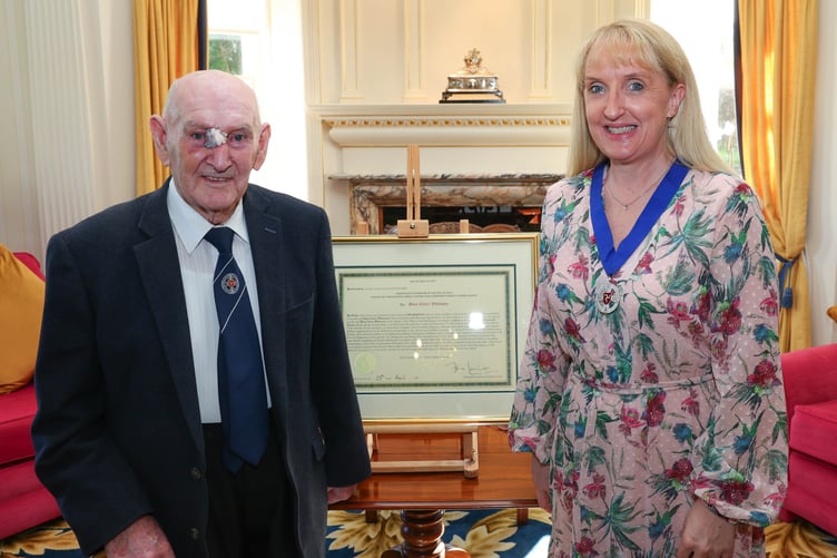 Mrs Whiteway with her predecessor Ray Gawne