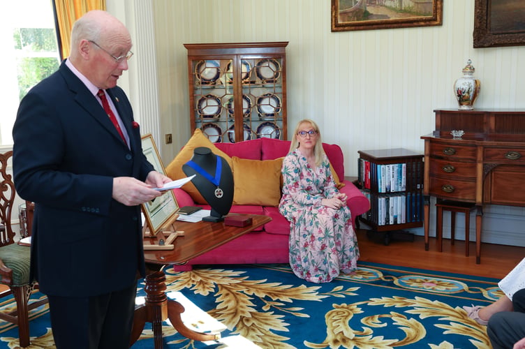 The Lieutenant Governor Sir John Lorimer provides a speech at swearing in ceremony of Claire Whiteway as the new Captain of the Parish of Arbory (All photos: Dave Kneen / Governmenthousephotos.com)