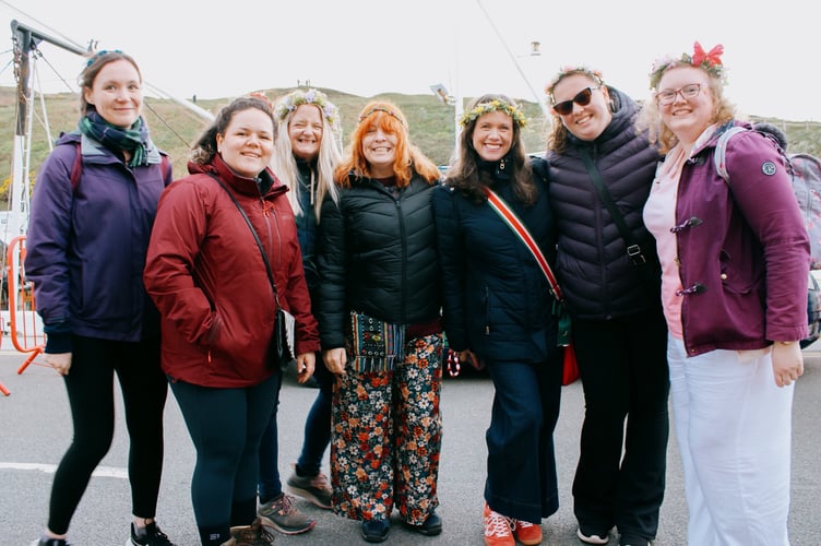 Friends gathered in Peel during the day for activities before the fire festival began in the evening