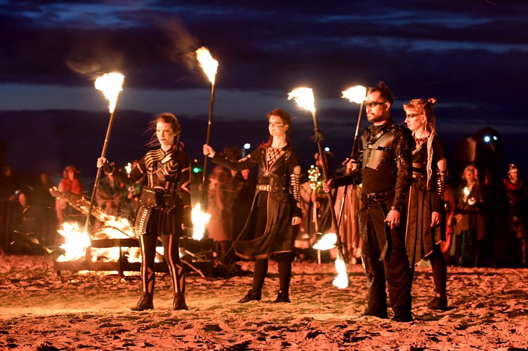 Flaming torches