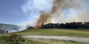 VIDEO: Police shut road as large fire breaks out at golf course