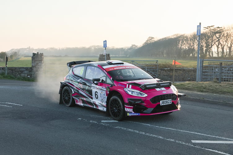 Jerseyman Sam Touzel and English co-driver Max Freeman in their Ford Fiesta Rally2