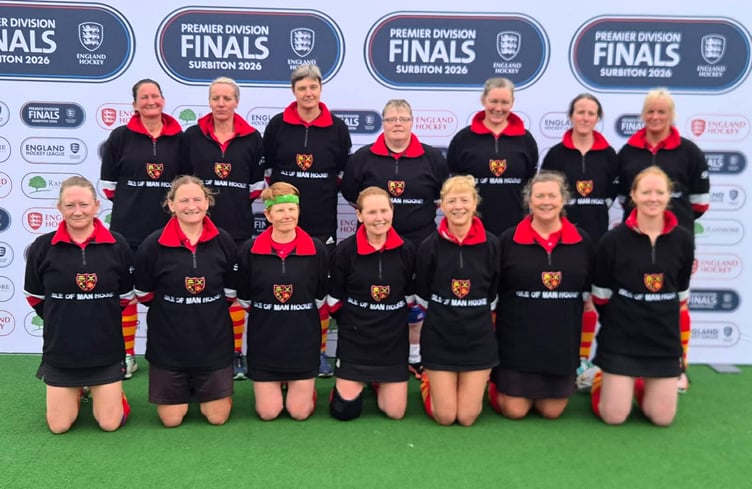 The Isle of Man team that faced Sonning in the England Hockey Masters Over-45 Women’s Vase final at Surbiton Hockey Centre
