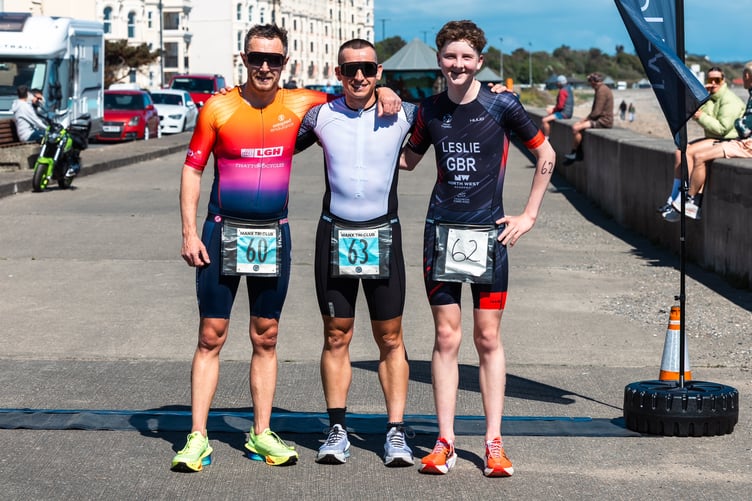 The top three men in last weekend's event (left to right) runner-up Neil Kelly, overall winner Andrew Isaac and third-placed Cameron Leslie (Photo: DK Photography)