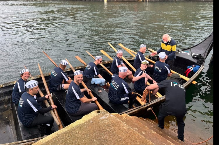 The RIELA team taking part in a previous Peel Viking Longboat Races