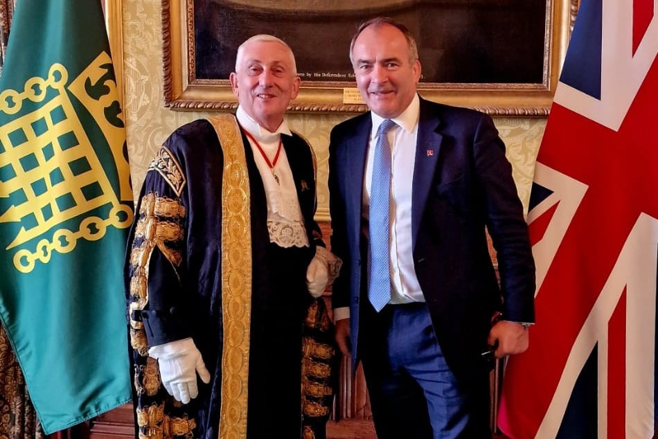 Chief Minister meets Commons Speaker and Nigel Farage at State Opening of Parliament