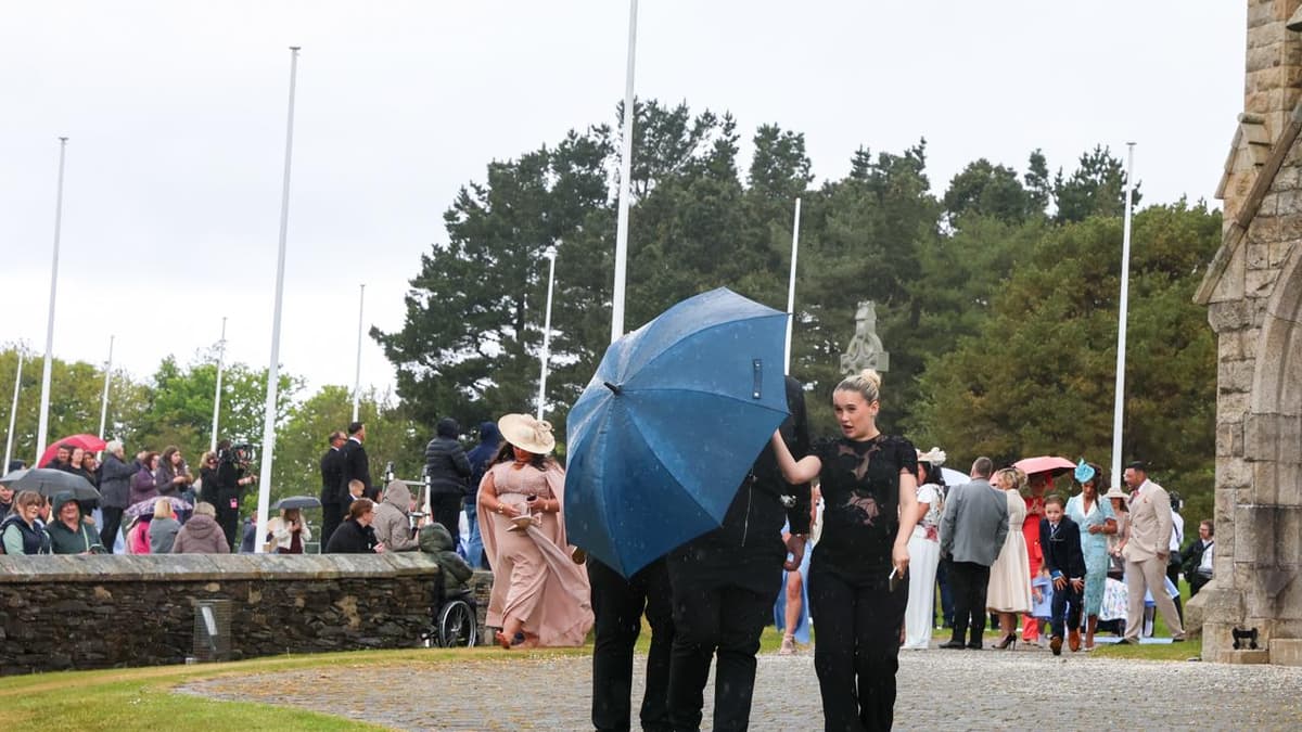 Molly-Mae braves the rain for Venezuela Fury's wedding