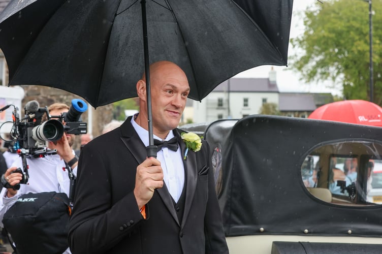 Tyson Fury at the wedding of his daughter Venezuela Fury & Noah Prince in St John's.