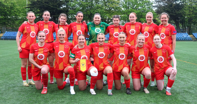 The Isle of Man women’s national football team that defeated FC United of Manchester 2–1 at the Bowl on Saturday (Photo: Paul Hatton)
