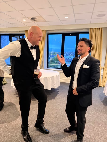 Mysterious Girl singer Peter Andre shared this photo with Boxing star Tyson Fury, taken at The Comis on Saturday