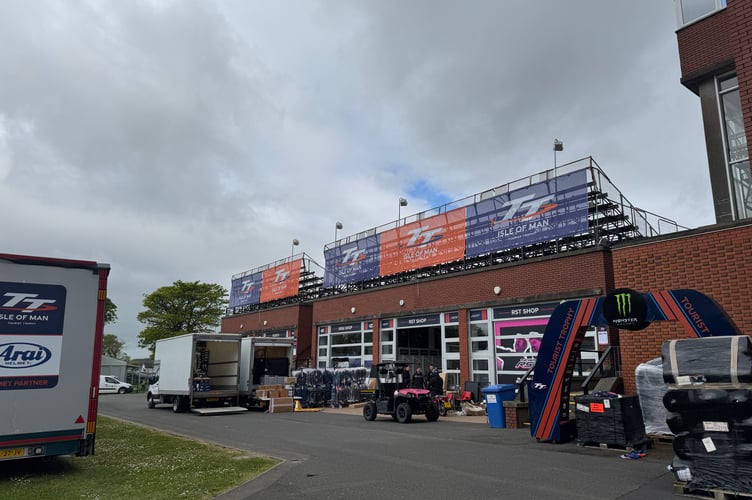 A great deal of activity is taking place behind the TT Grandstand this week as organisers and teams gear up for next week