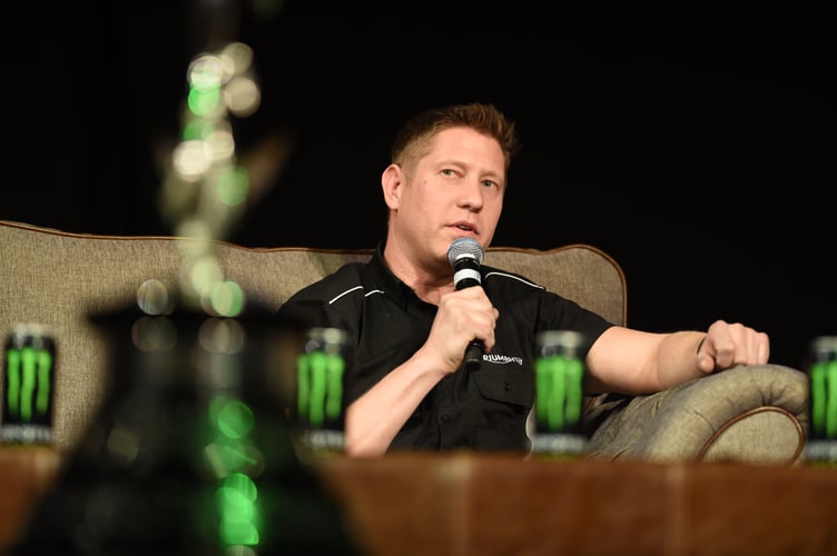 Gary Johnson speaking at the Isle of Man TT 2027 press launch