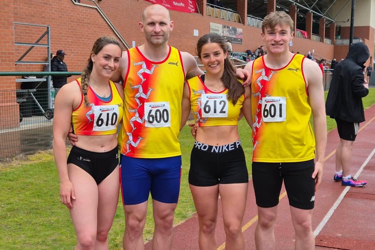 The mixed 4x100m relay team of (left to right) Meghan Pilley, Daniel Stewart-Clague, Lydia Morris and Ben Sinclair (Photo: Petra Atchison)