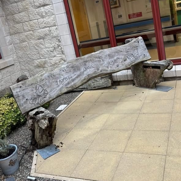 The refurbished memorial bench