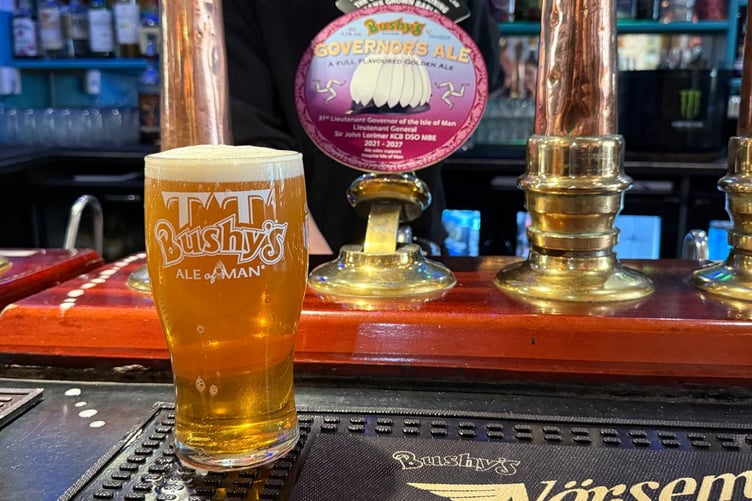 A pint of Governors Ale, which is 'brewed pure by Manx law'