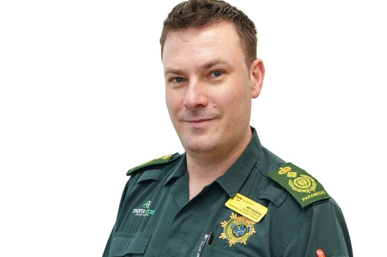 Will Bellamy, Manx Care’s Divisional Director for Ambulance and Transfer Services, was recognised at the highest level for more than 20 years of dedicated public service