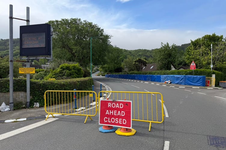 The A18 Mountain Road is now shut in its entirety as work starts to make it one-way 
